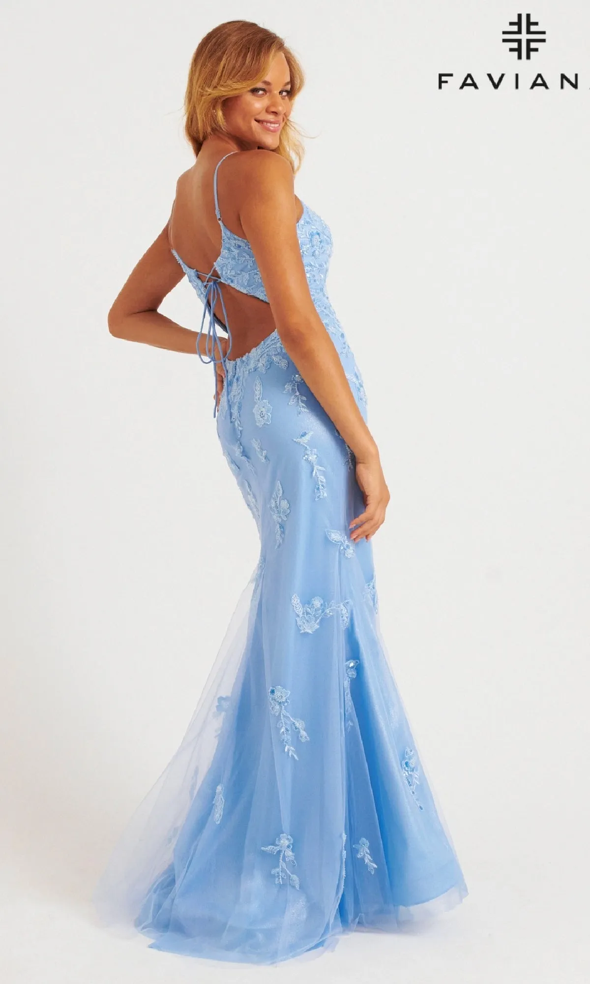 Shimmer Tulle V-Neck Prom Dress: Faviana 11229 sold by PromGirl product image thumbnail 2