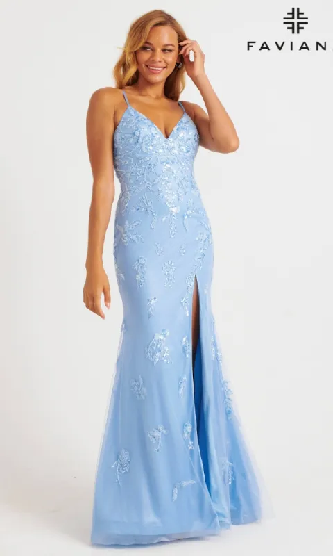 Shimmer Tulle V-Neck Prom Dress: Faviana 11229 sold by PromGirl
