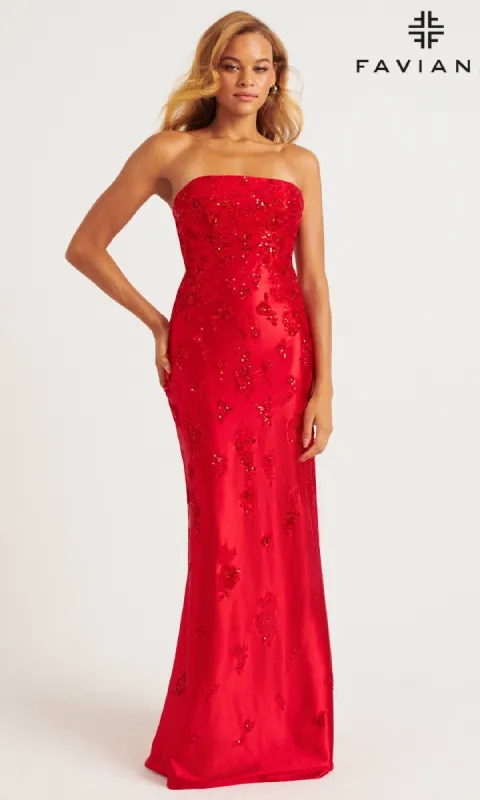 Strapless Satin Prom Dress: Faviana 11228 sold by PromGirl