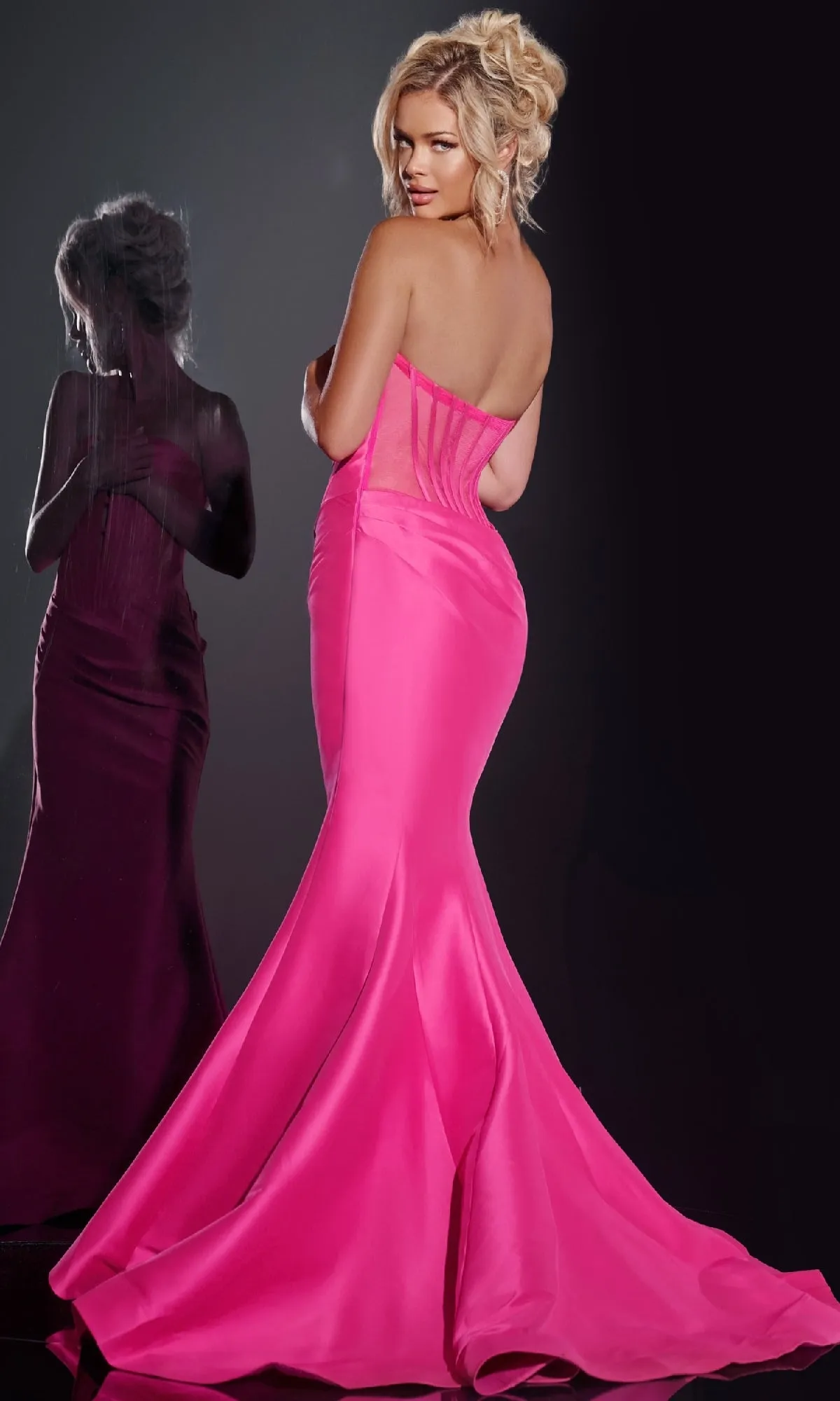 Sheer-Back Strapless Prom Gown: Jovani 43350 sold by PromGirl product image thumbnail 2