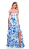 Blue Floral Prom Dress: Dave & Johnny 12208 sold by PromGirl