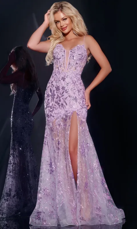 Sequin-Lace Long Mermaid Prom Dress: Jovani 42203 sold by PromGirl