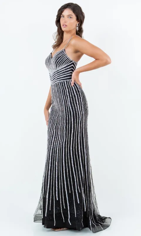 Bead-Striped Prom Gown: Cinderella Couture 8203J sold by PromGirl