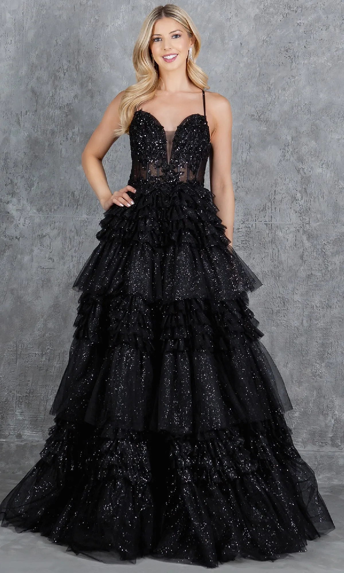 Glitter Prom Ball Gown: Cinderella Couture 8163J sold by PromGirl product image thumbnail 3