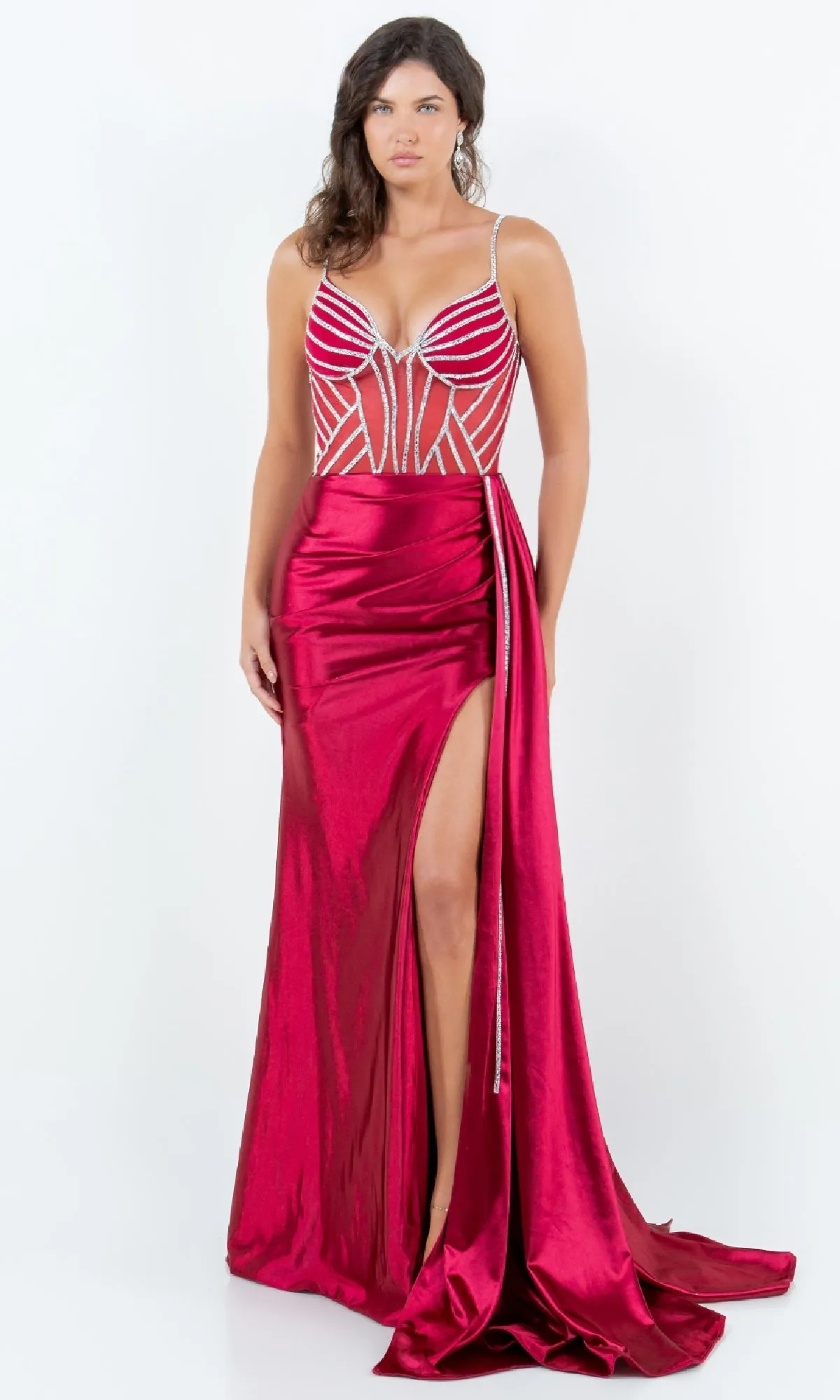 Side-Sash Long Prom Gown: Cinderella Couture 8219J sold by PromGirl product image thumbnail 4