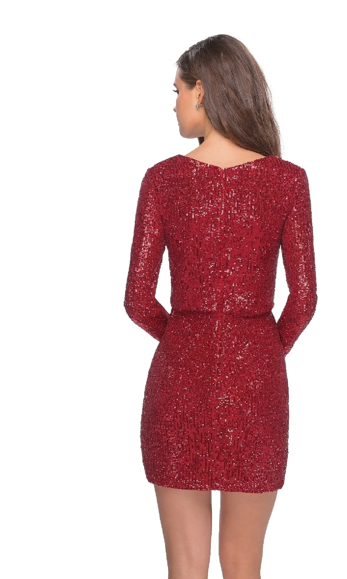 Long Sleeve Sequin Cocktail Dress: La Femme 28316 sold by PromGirl product image thumbnail 2