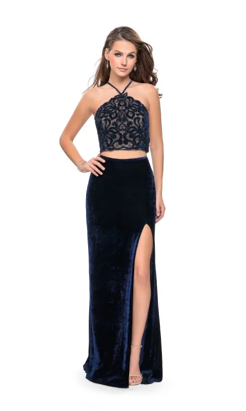 Two-Piece Long Prom Dress: La Femme 26115 sold by PromGirl