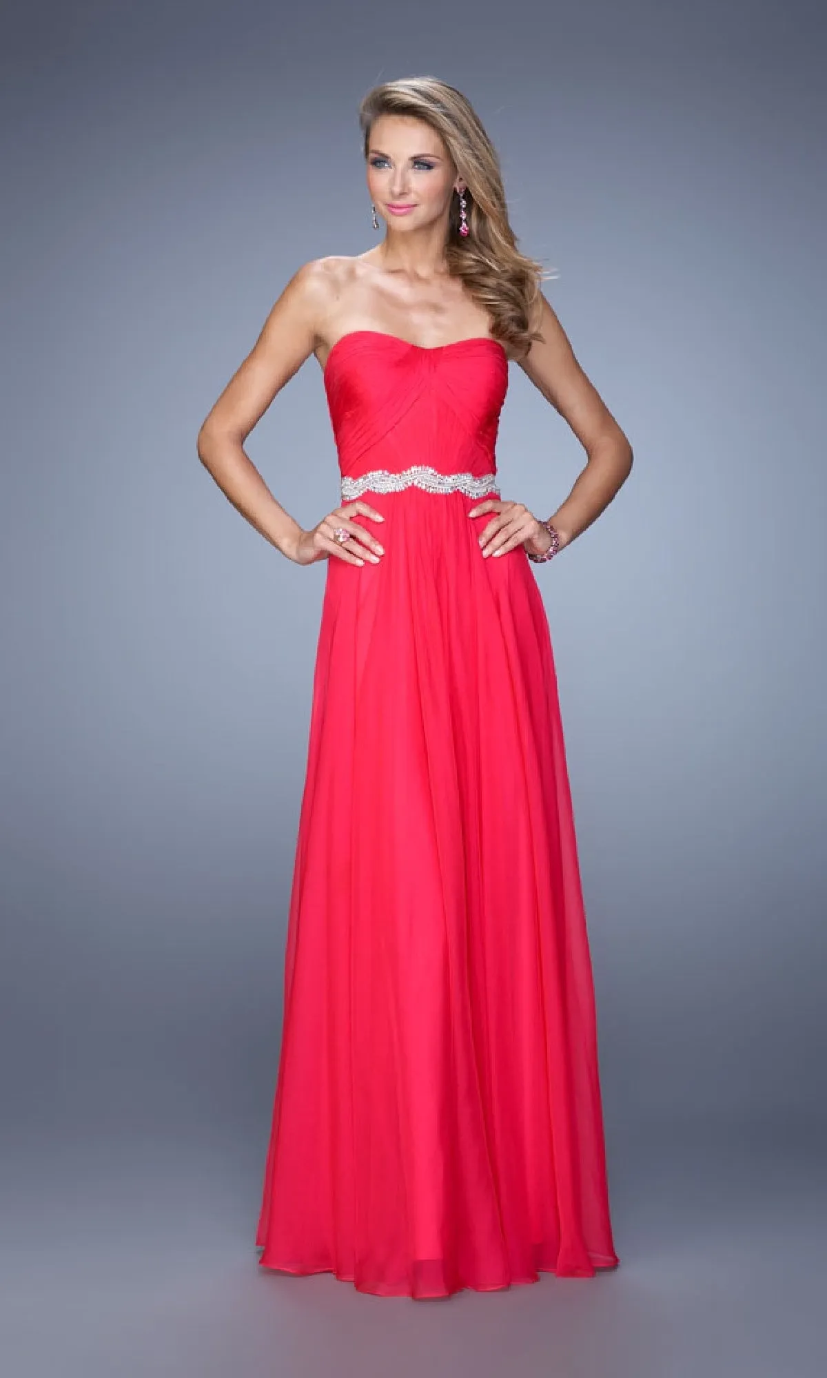 Simple Strapless Long Prom Dress: La Femme 21218 sold by PromGirl