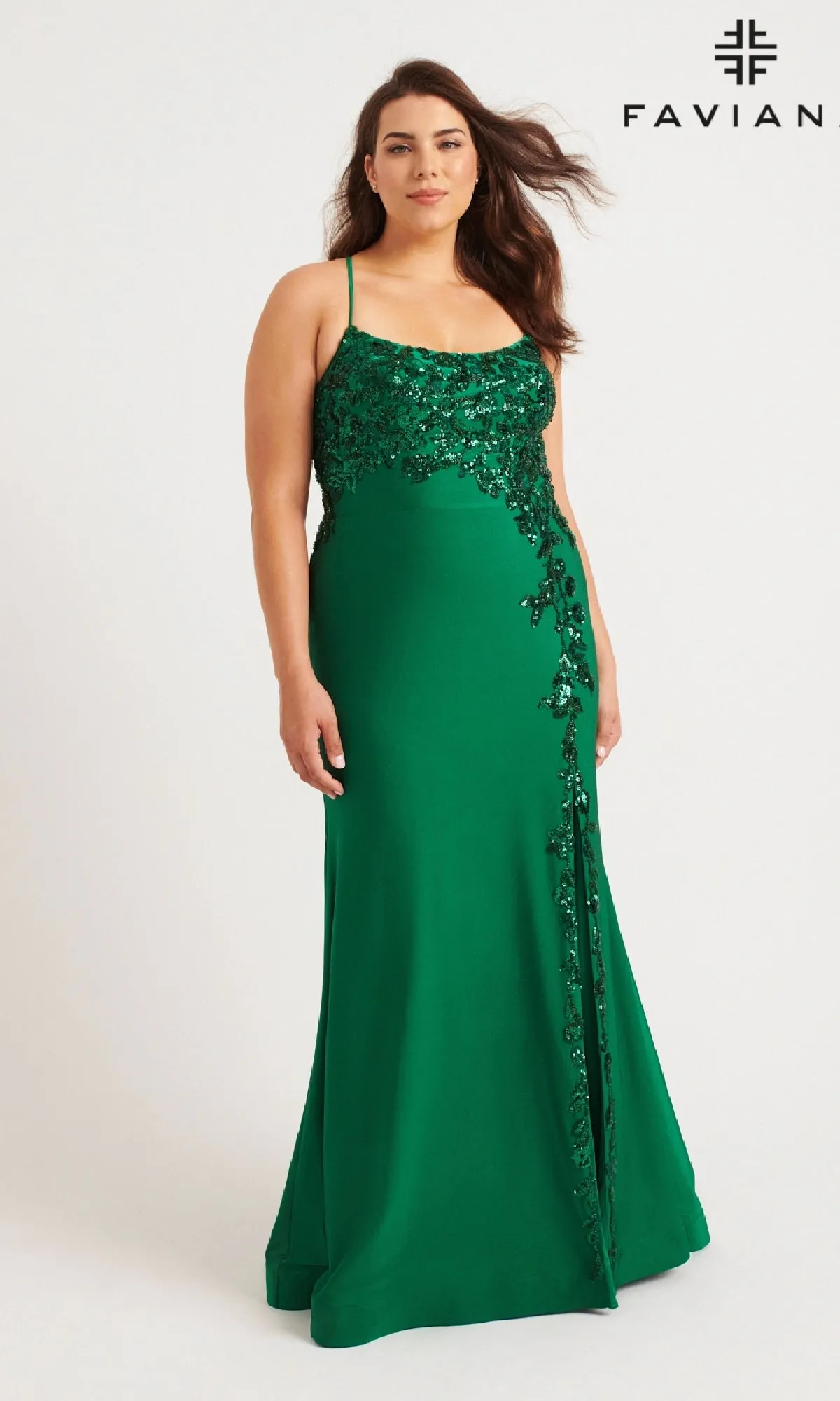 Plus-Size Strappy Long Prom Dress: Faviana 9570 sold by PromGirl