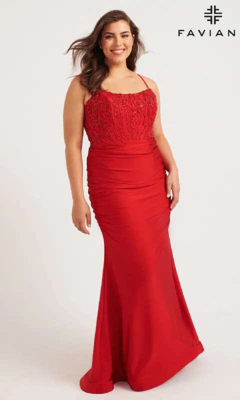 Long Plus-Size Prom Dress: Faviana 9569 sold by PromGirl