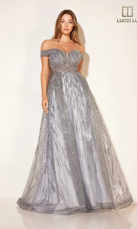 Pastel Blue Prom Ball Gown: Lucci Lu C8044 sold by PromGirl