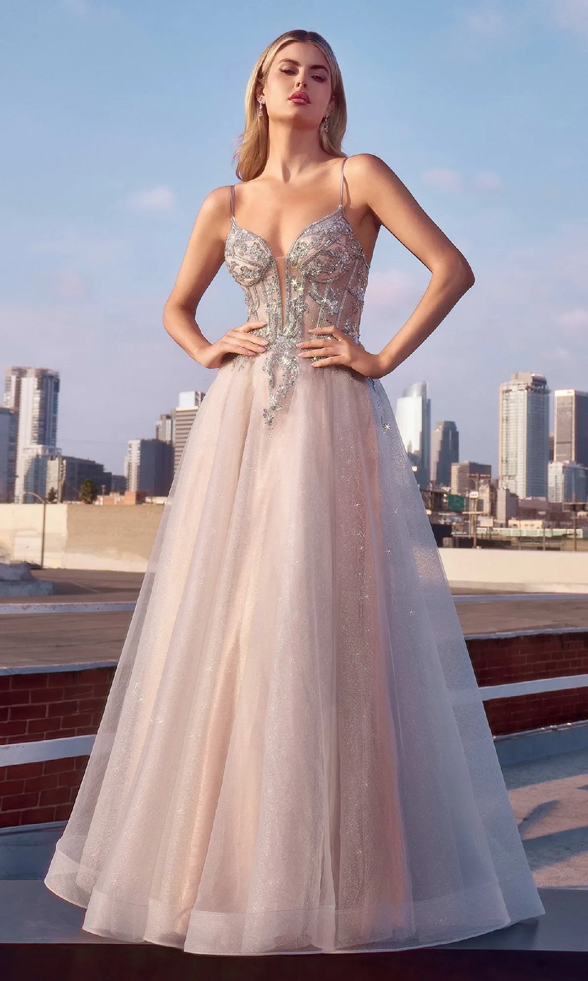 Sheer-Corset Long Prom Dress: Ladivine CC0881 sold by PromGirl product image thumbnail 4