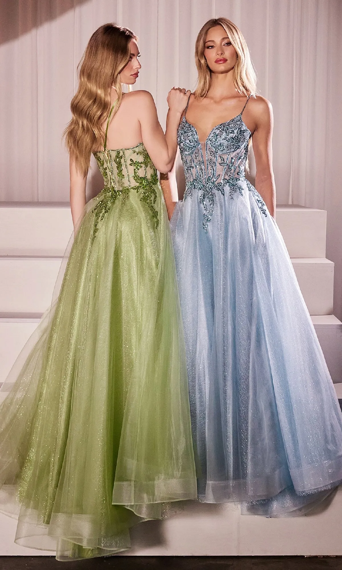 Sheer-Corset Long Prom Dress: Ladivine CC0881 sold by PromGirl
