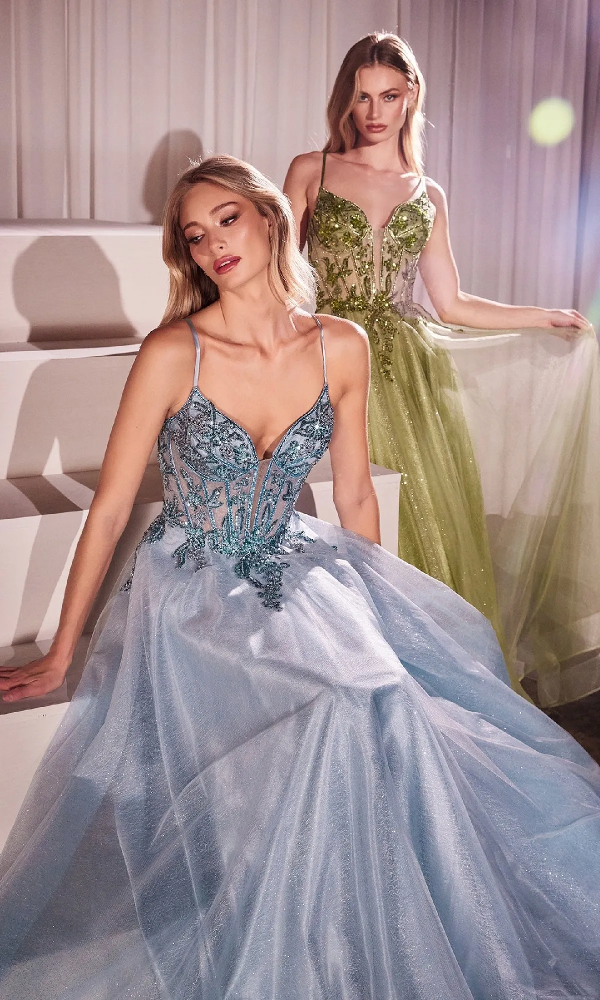 Sheer-Corset Long Prom Dress: Ladivine CC0881 sold by PromGirl product image thumbnail 5