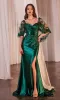 Sheer-Capelet Long Formal Dress: Ladivine CDS499 sold by PromGirl
