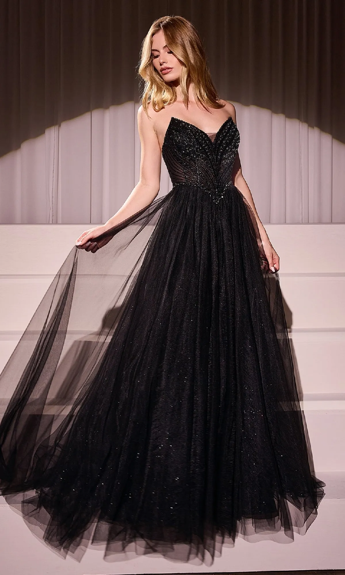 Beaded-Bodice Long Prom Dress: Ladivine CC415 sold by PromGirl product image thumbnail 4