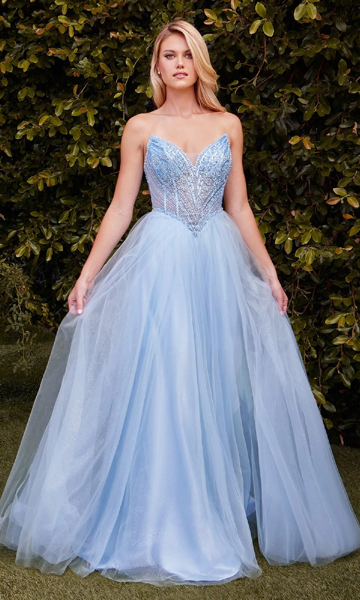 Beaded-Bodice Long Prom Dress: Ladivine CC415 sold by PromGirl product image thumbnail 5