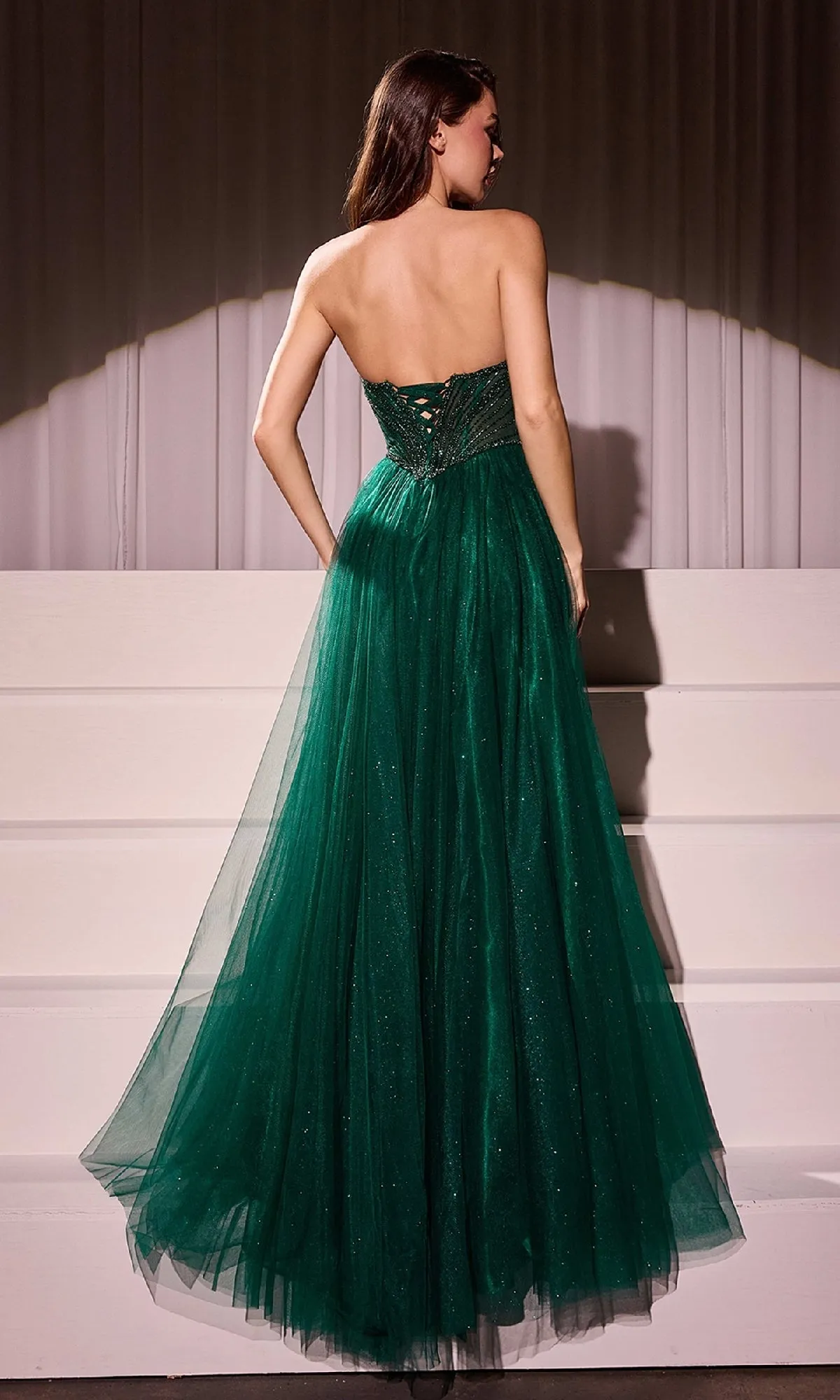 Beaded-Bodice Long Prom Dress: Ladivine CC415 sold by PromGirl product image thumbnail 2