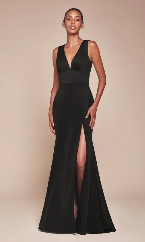 Empire-Waist Long Prom Dress: Ladivine CH395 sold by PromGirl