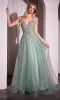 Crystal-Beaded Long Prom Dress: Ladivine CD786 sold by PromGirl