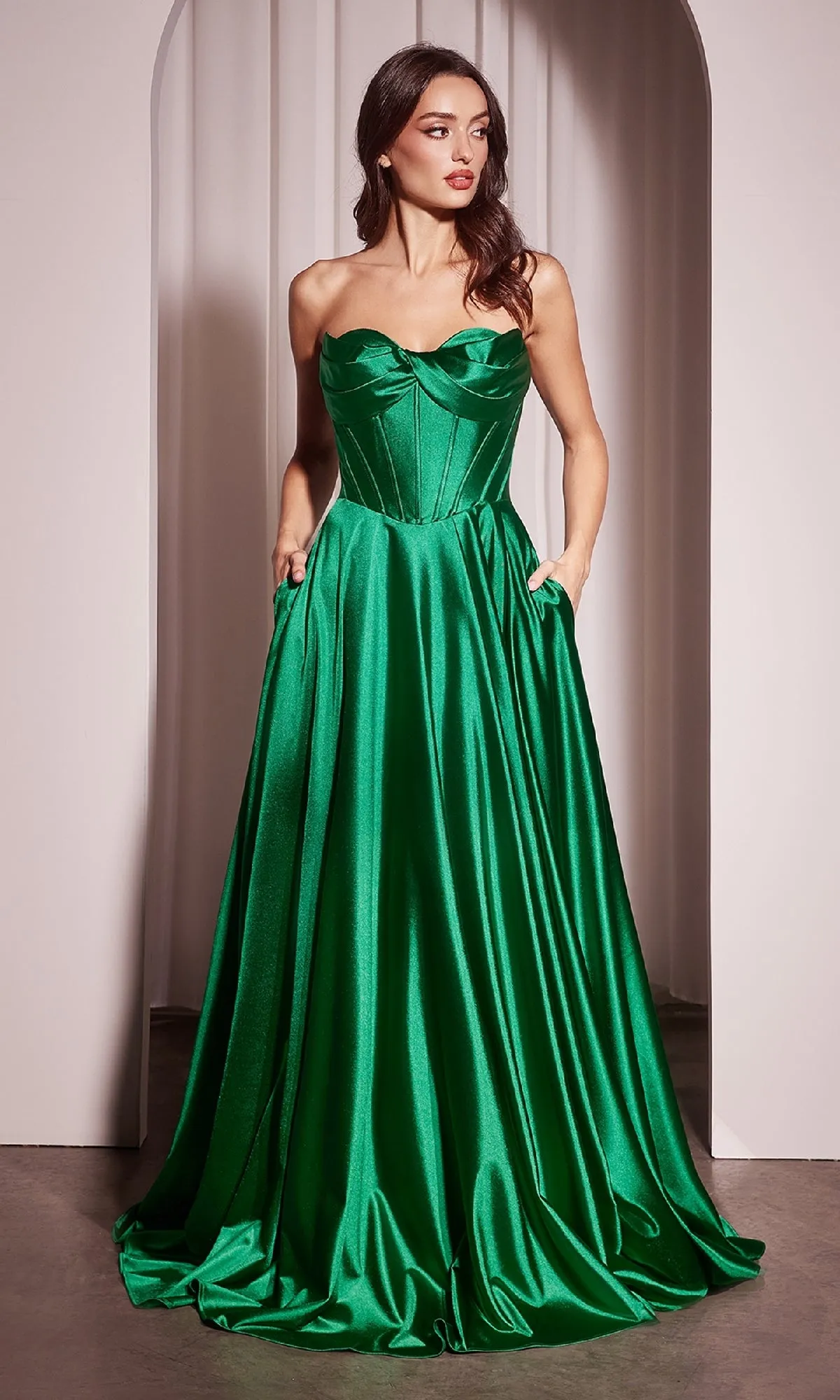 Strapless Long A-Line Prom Dress: Ladivine CD378 sold by PromGirl product image thumbnail 3