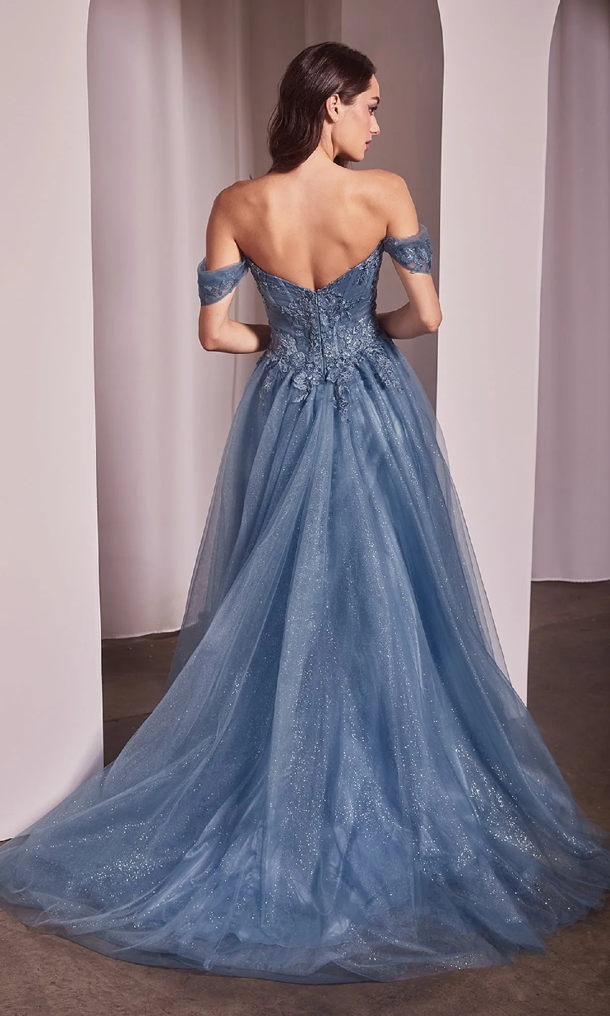 Off-Shoulder Long Prom Dress: Ladivine CD799 sold by PromGirl product image thumbnail 2