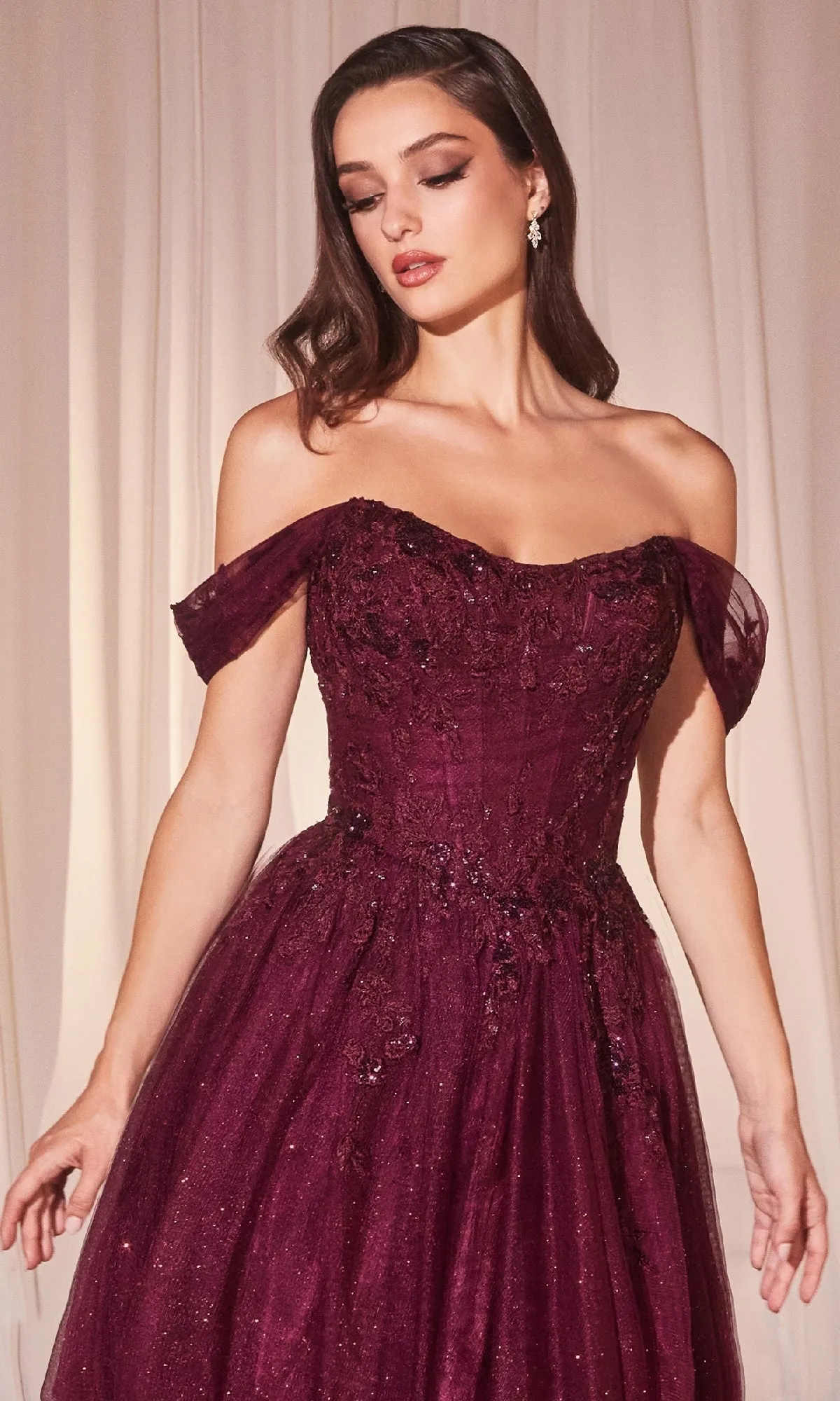 Off-Shoulder Long Prom Dress: Ladivine CD799 sold by PromGirl product image thumbnail 5