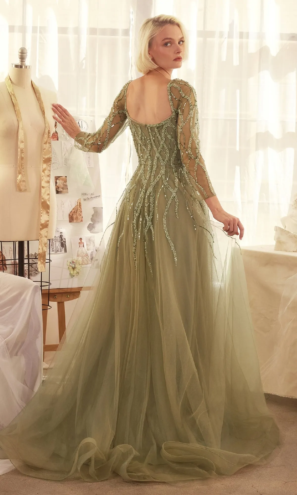 Long Sleeve Prom Ball Gown: Andrea & Leo A1367 sold by PromGirl product image thumbnail 2