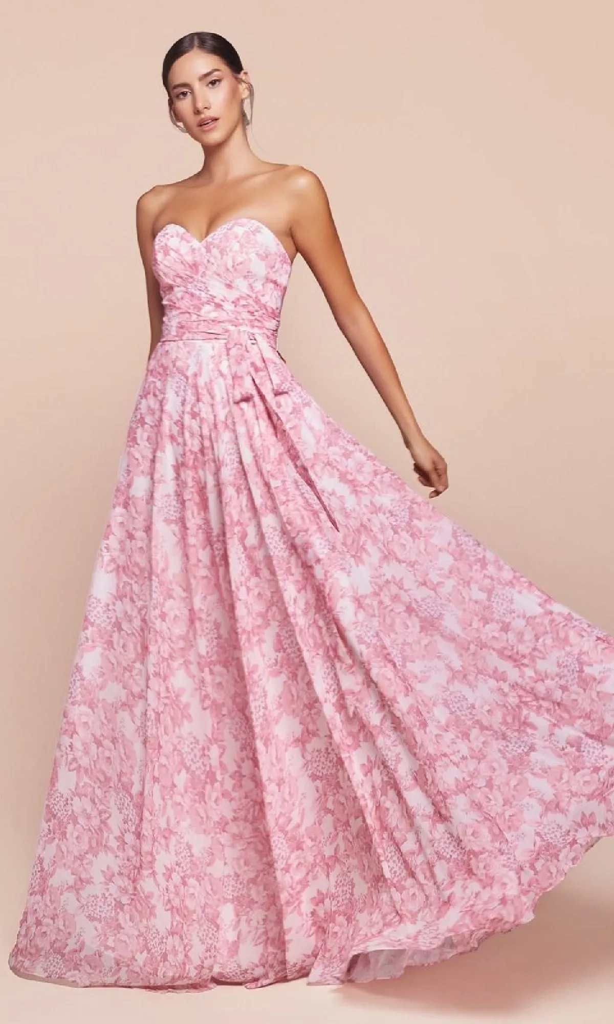 Strapless Long Print Prom Dress: Ladivine 7443 sold by PromGirl product image thumbnail 3