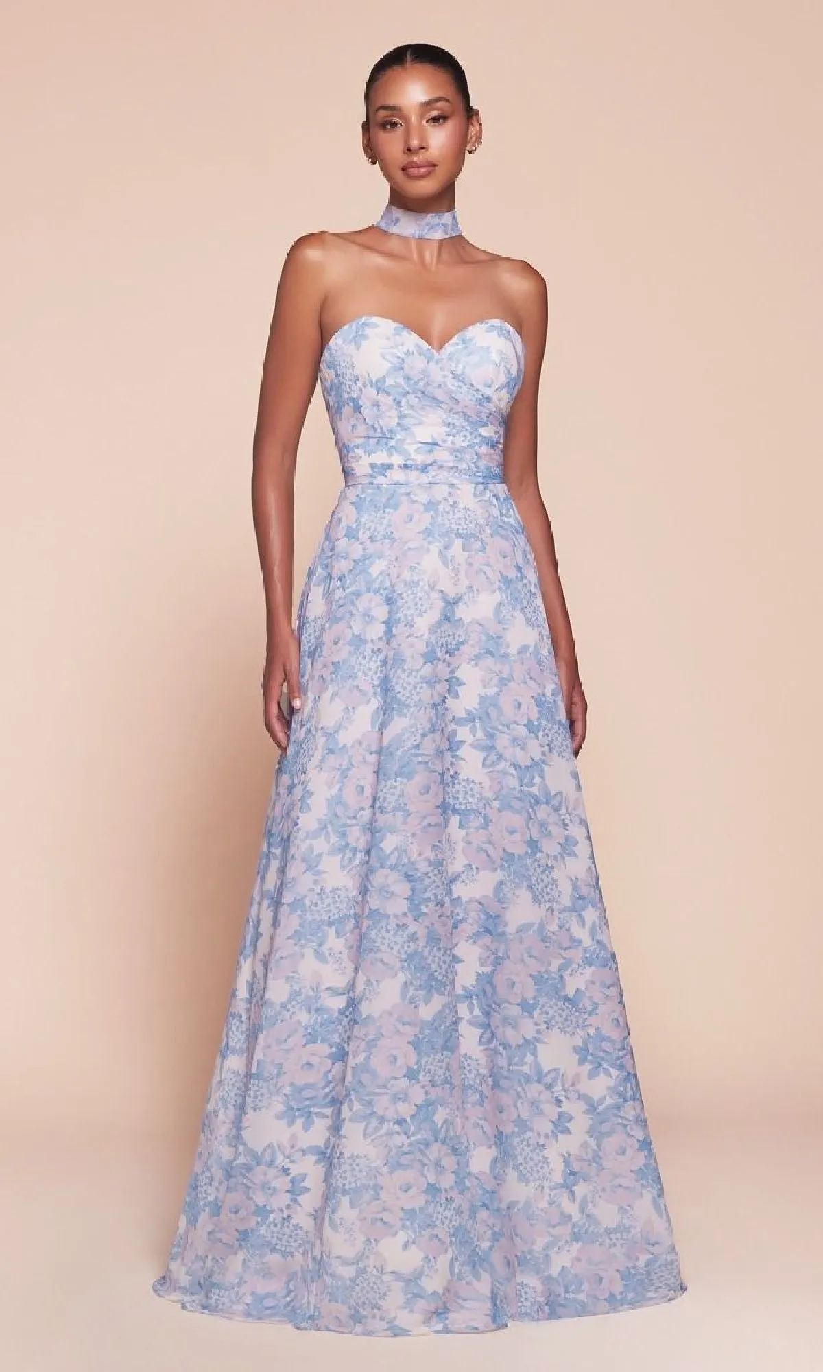 Strapless Long Print Prom Dress: Ladivine 7443 sold by PromGirl