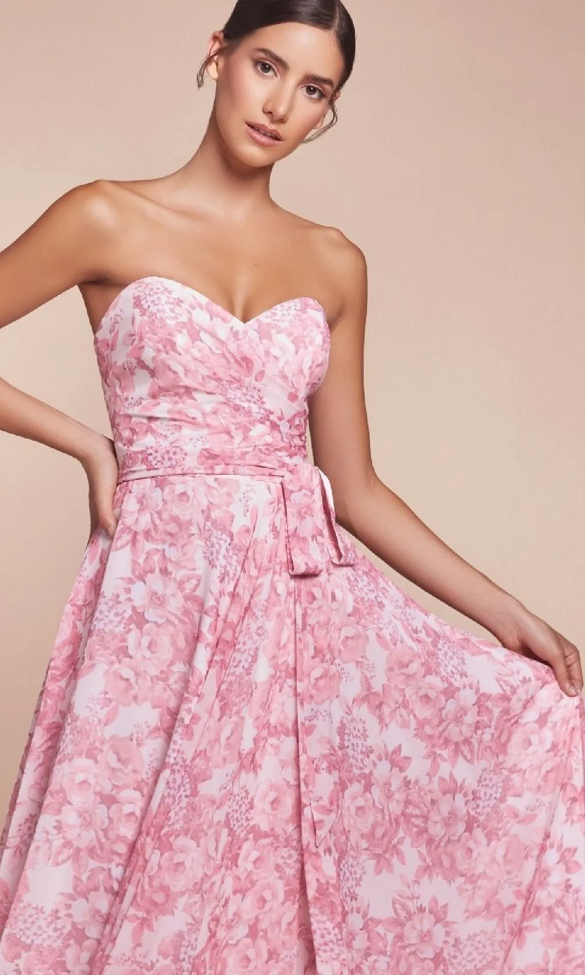 Strapless Long Print Prom Dress: Ladivine 7443 sold by PromGirl product image thumbnail 4