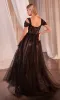 Lace-Up Long Black Prom Dress: Ladivine CD0237 sold by PromGirl