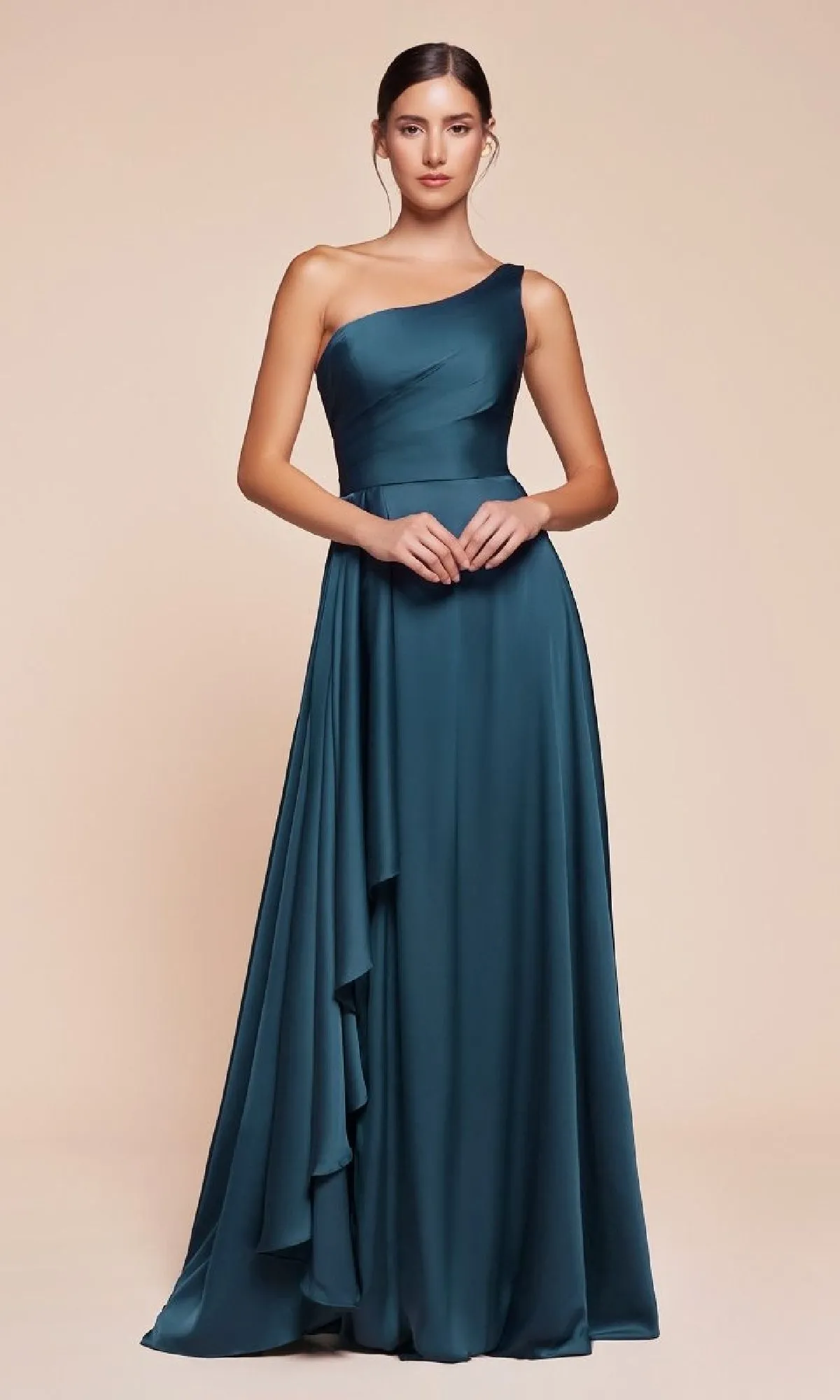 One-Shoulder Long A-Line Prom Dress: Ladivine 7450 sold by PromGirl product image thumbnail 5