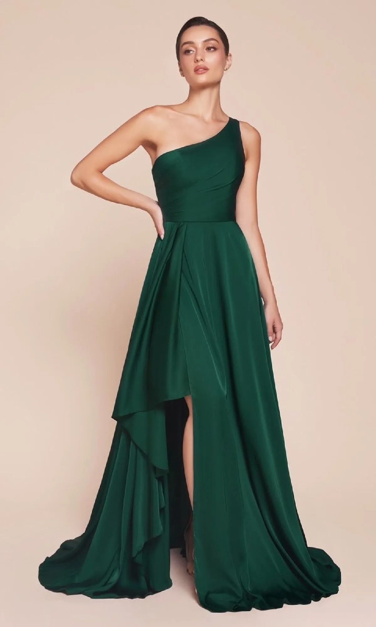 One-Shoulder Long A-Line Prom Dress: Ladivine 7450 sold by PromGirl product image thumbnail 4