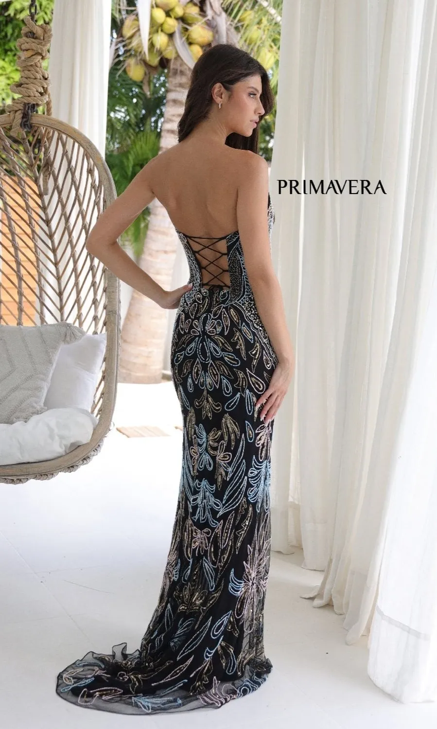 Strapless Beaded-Print Prom Dress: Primavera 4331 sold by PromGirl product image thumbnail 2