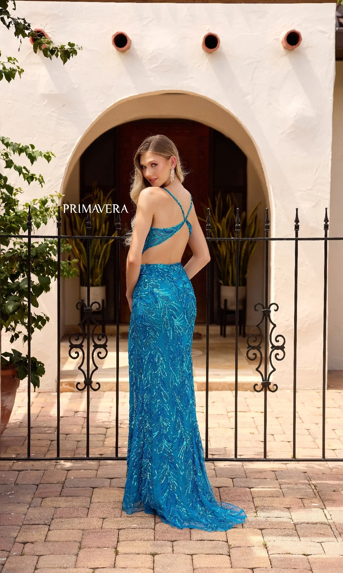 Open-Sides Long Sequin Prom Dress: Primavera 4316 sold by PromGirl product image thumbnail 2