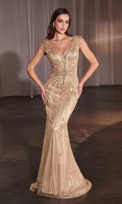 Long Beaded Formal Dress: Ladivine CZ0029 sold by PromGirl