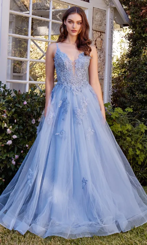 Embroidered Long Prom Dress: Ladivine A1417 sold by PromGirl
