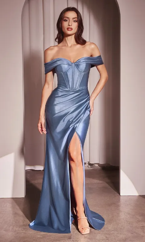 Lace-Up Corset Long Prom Dress: Ladivine CD370 sold by PromGirl