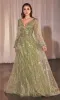 Long Sleeve Beaded Formal Dress: Ladivine CD0240 sold by PromGirl