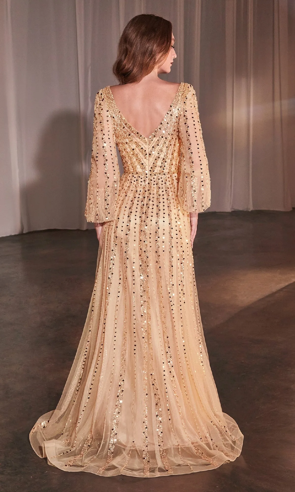 Long Sleeve Beaded Formal Dress: Ladivine CD0240 sold by PromGirl product image thumbnail 2
