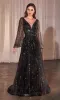 Long Sleeve Beaded Formal Dress: Ladivine CD0240 sold by PromGirl