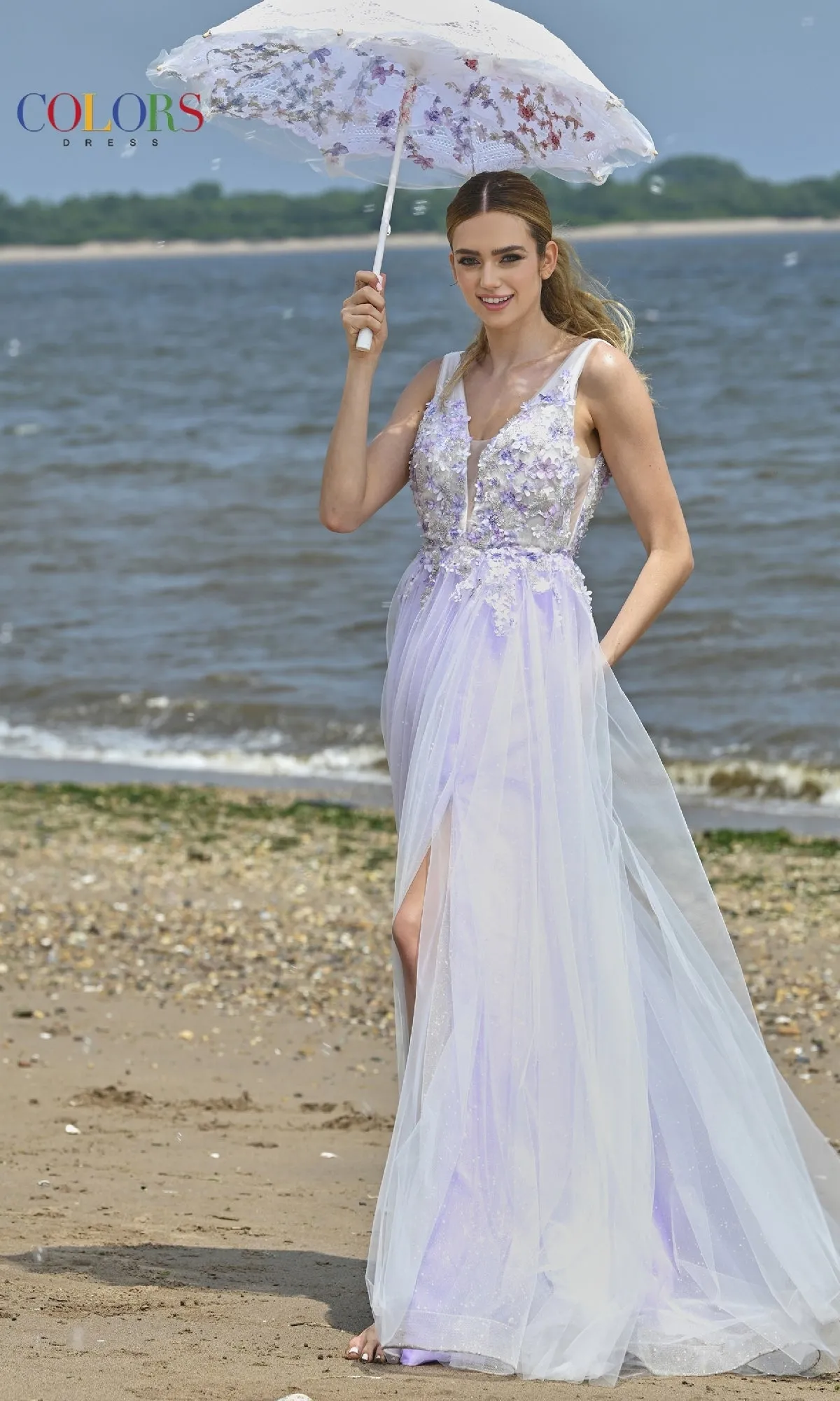 Glitter-Tulle Long Prom Ball Gown: Colors Dress 3499 sold by PromGirl product image thumbnail 2