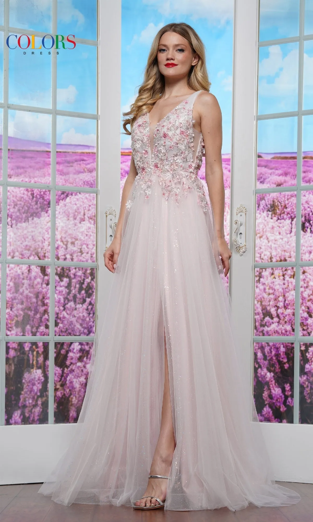 Glitter-Tulle Long Prom Ball Gown: Colors Dress 3499 sold by PromGirl product image thumbnail 3