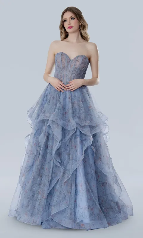 Floral Prom Ball Gown: Stella Couture 25119 sold by PromGirl