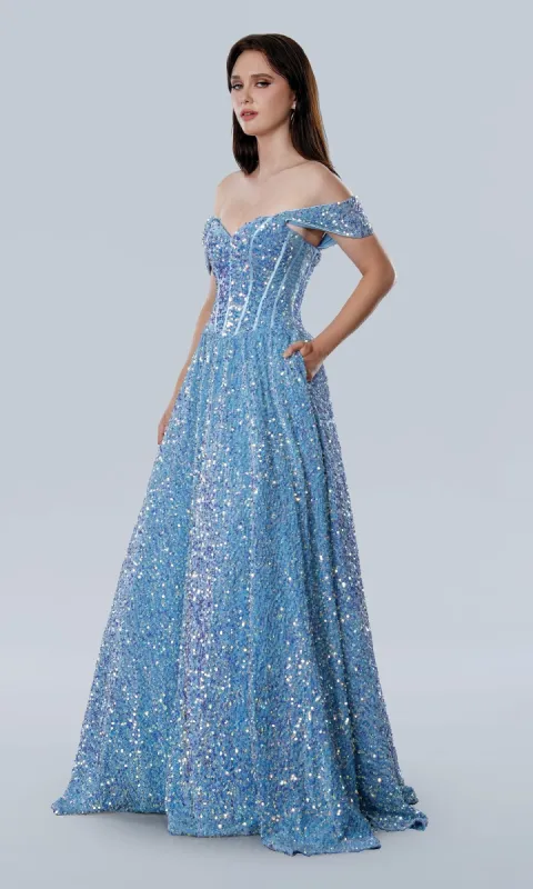 A-Line Sequin Prom Dress: Stella Couture 25227 sold by PromGirl