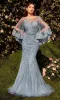 Cape-Sleeve Beaded Formal Gown: Andrea & Leo MA105 sold by PromGirl