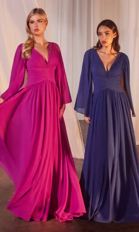Ruched Long Chiffon Formal Dress: Ladivine CH028 sold by PromGirl