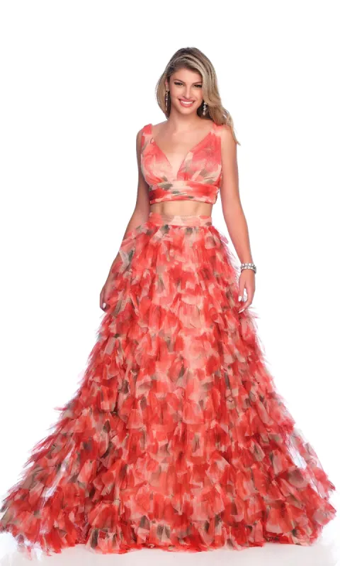 Two-Piece Long Print Prom Dress: Dave & Johnny 12137 made by PromGirl