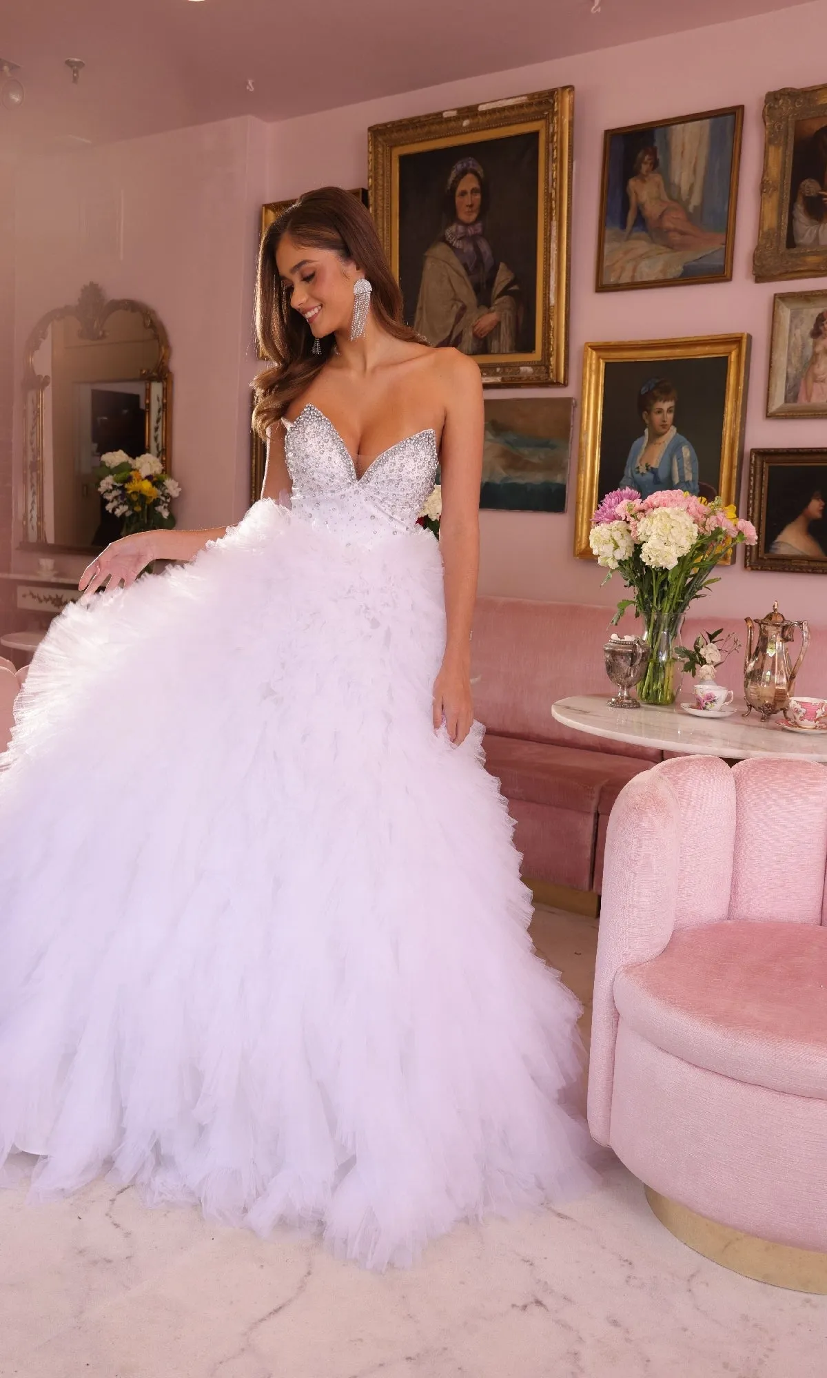 Ruffled Strapless Ball Gown: Ava Presley 29528 sold by PromGirl
